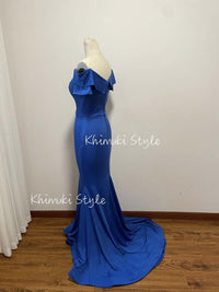 Mermaid Blue Party Dress,Off Shoulder Prom Dress
