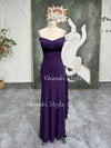 Fit and Flare Purple Slit Vintage Party Dress