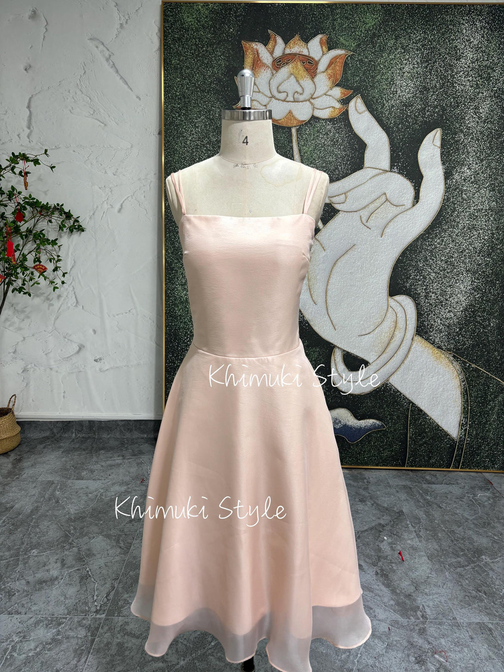 Square Neckline Vintage Prom Dress,Short Blush 90s Party Dress