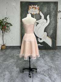 Square Neckline Vintage Prom Dress,Short Blush 90s Party Dress
