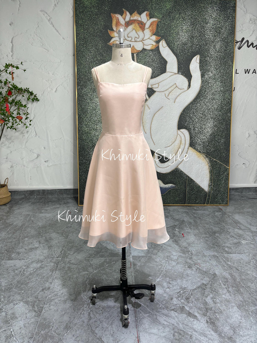 Square Neckline Vintage Prom Dress,Short Blush 90s Party Dress