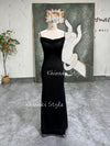 Square Neckline Vintage Prom Dress, Black Mesh 90s Party Dress