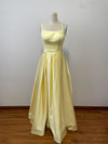 Sexy Back Square Neckline Yellow Prom Dress
