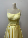 Sexy Back Square Neckline Yellow Prom Dress