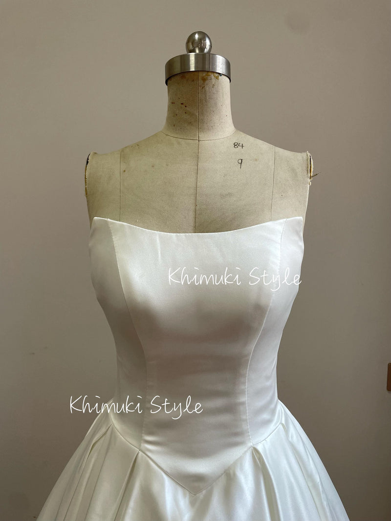 Ball Gown Soft Satin Wedding Dress,V Waistline Wedding Dress