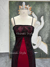 Handmade Beaded Prom Dress,Vintage Black and Red Party Dress