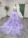 Strapless Sparkle Colorful Wedding Dress,Ball Gown Lilac Wedding Dress