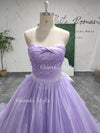 Strapless Sparkle Colorful Wedding Dress,Ball Gown Lilac Wedding Dress
