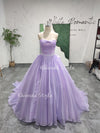 Strapless Sparkle Colorful Wedding Dress,Ball Gown Lilac Wedding Dress