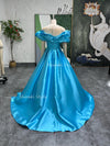 Ball Gown Off Shoulder Sleeve Blue Prom Dress