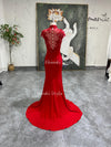 Mermaid High Neck Red Wedding Dress,China Cheongsam
