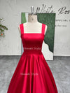 Ball Gown Red Party Dress,Red Square Neckline Prom Dress