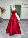 Ball Gown Red Party Dress,Red Square Neckline Prom Dress