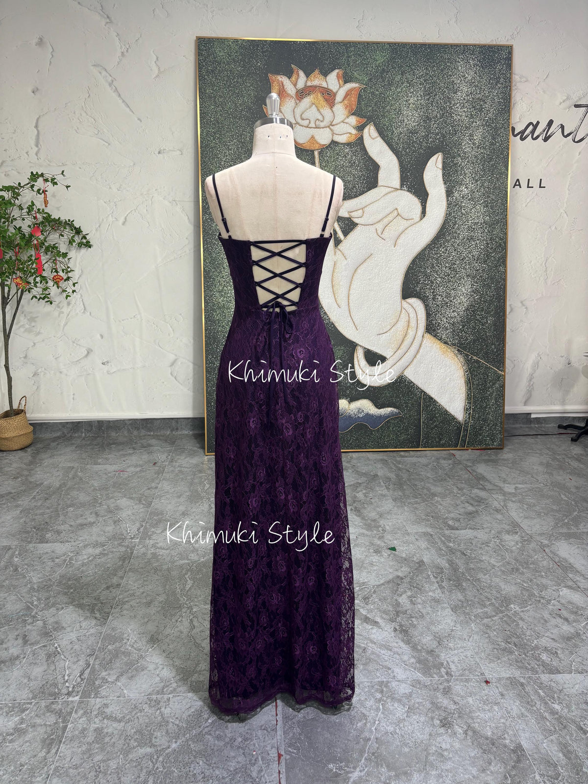Vintage Deep Purple Prom Dress,90s Lace Party Dress – KhimukiStyle Vintage Deep Purple Prom Dress,90s Lace Party Dress – KhimukiStyle