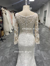 Mermaid Long Sleeve Lace Wedding Dress,Sheer Lace Wedding Dress