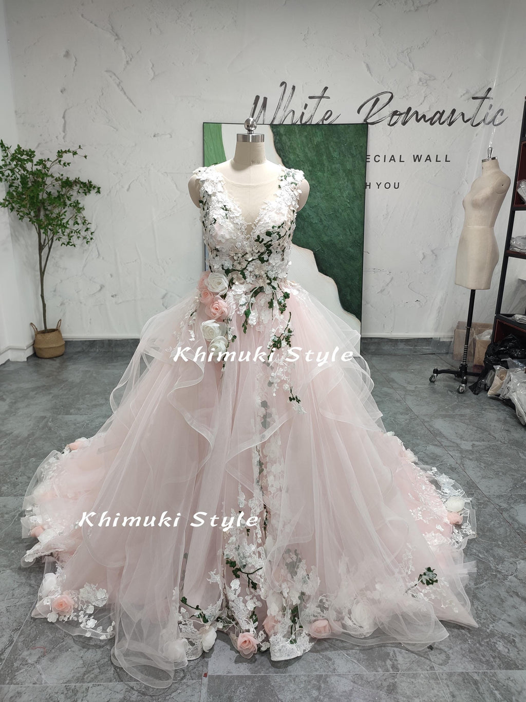 Plus Size Colorful Wedding Dress,Blush Pink Wedding Dress