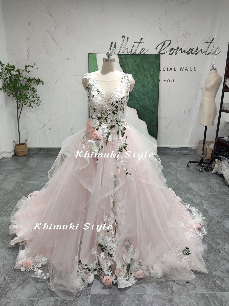 Plus Size Colorful Wedding Dress,Blush Pink Wedding Dress