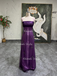 Handmade Beaded 90S Prom Dress,Vintage Grape Party Dress