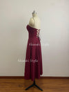 Burgundy Party Dress,Short Wedding Guest Dress