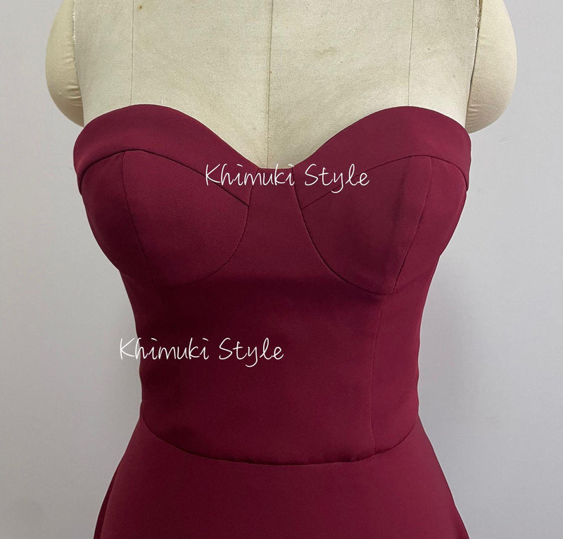 Burgundy Party Dress,Short Wedding Guest Dress
