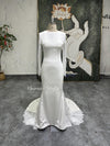 Sheath Long Sleeve Wedding Dress,Modest Wedding Dress