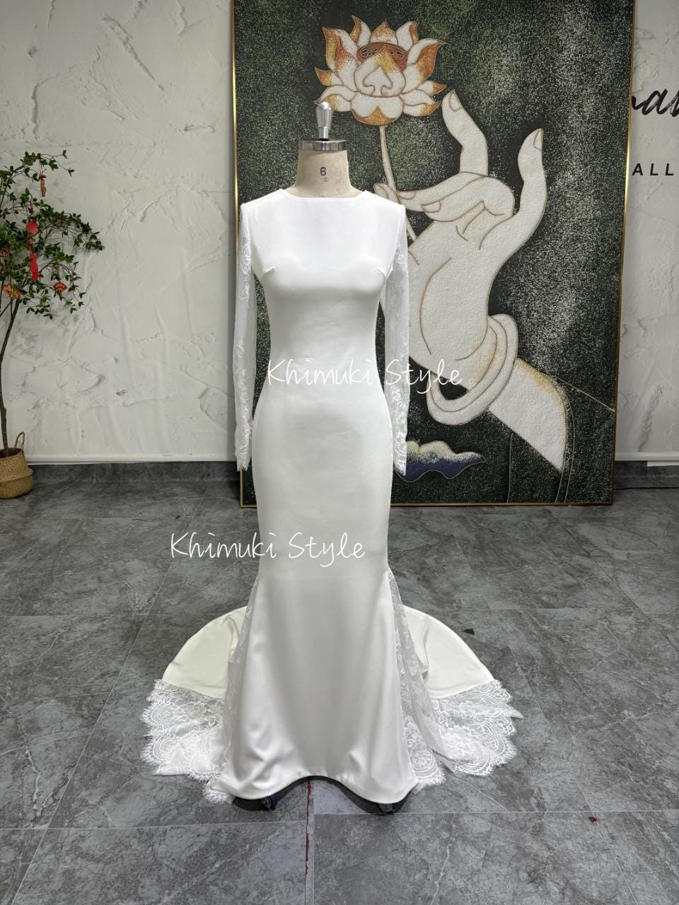 Sheath Long Sleeve Wedding Dress,Modest Wedding Dress