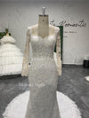 Mermaid Long Sleeve Lace Wedding Dress,Sheer Lace Wedding Dress