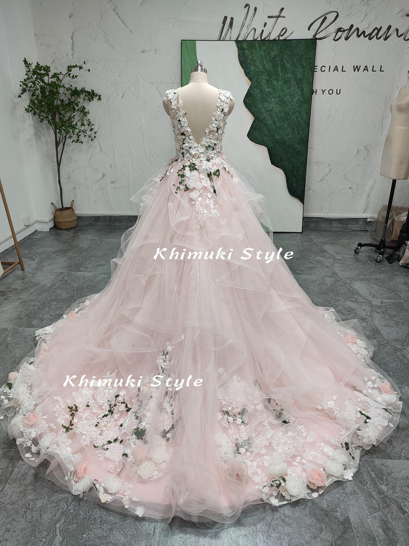 Plus Size Colorful Wedding Dress,Blush Pink Wedding Dress