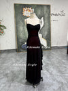 Black and Red Vintage Party Dress,Vintage 90's Prom Dress
