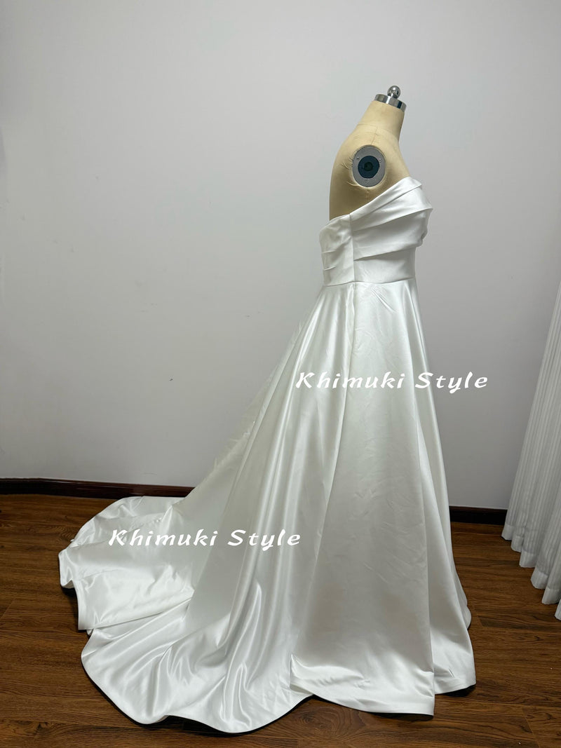 Strapless Ivory Soft Satin Wedding Dress