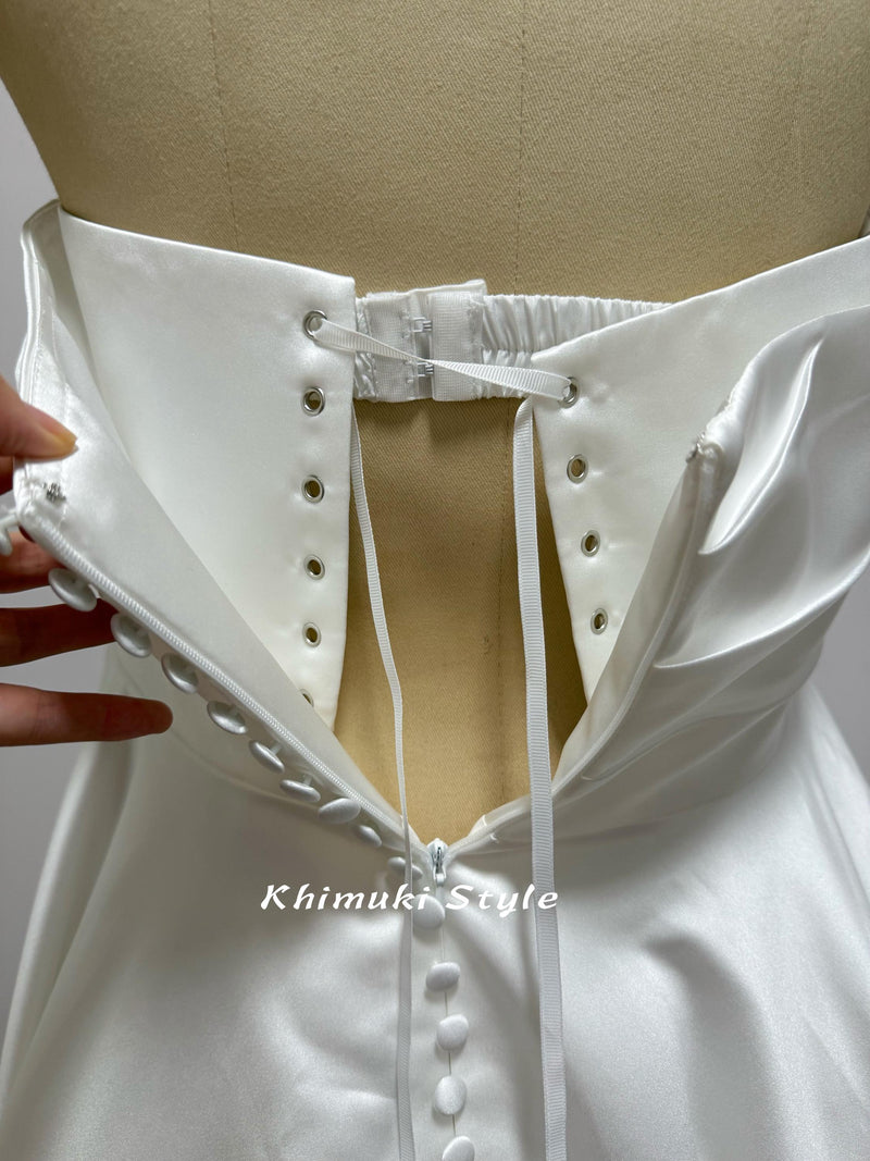 Strapless Ivory Soft Satin Wedding Dress