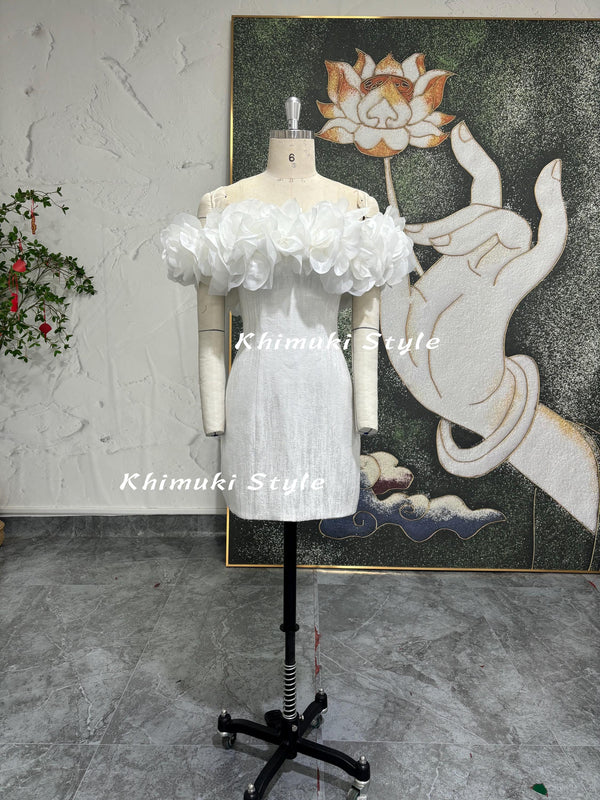 Sexy Short Wedding Dress,Straight Neckline Wedding Dress