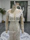 Classic Mermaid Long Sleeve Lace Wedding Dress,Colorful Wedding Dress