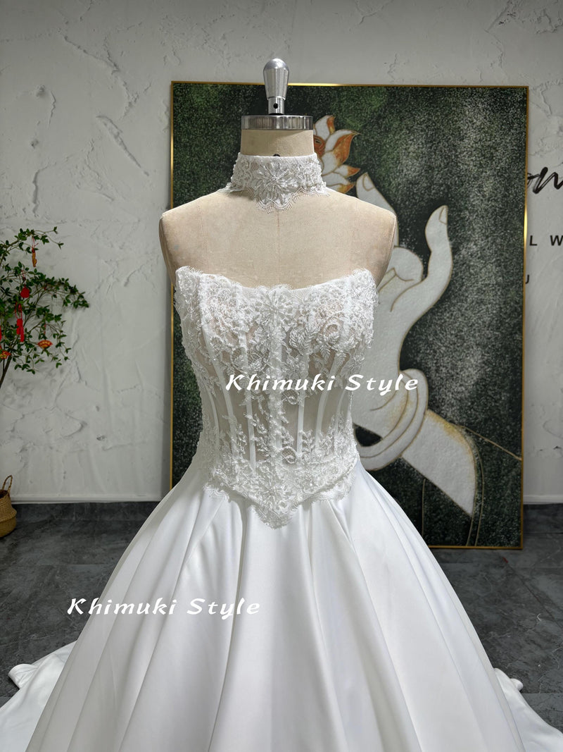 Ball Gown Sheer Wedding Dress,Two Pieces Wedding Dress