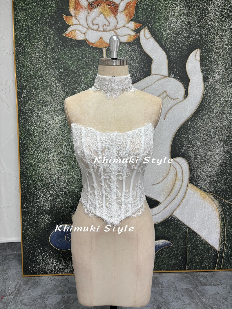 Ball Gown Sheer Wedding Dress,Two Pieces Wedding Dress