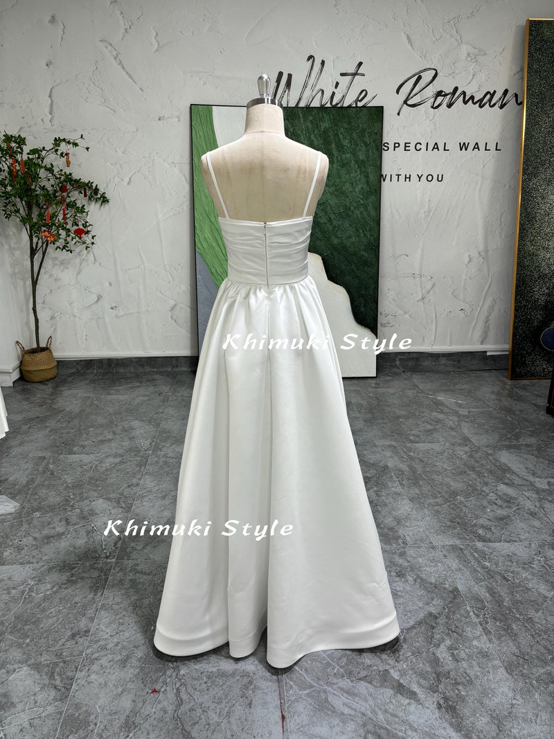 Simple Square Neckline Wedding Dress,Summer Wedding Dress
