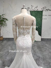 Classic Mermaid Long Sleeve Lace Wedding Dress,Sexy Sheer Lace Wedding Dress