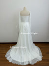 Square Neckline Wedding Dress,Long Sleeve Ivory Chiffon Wedding Dress