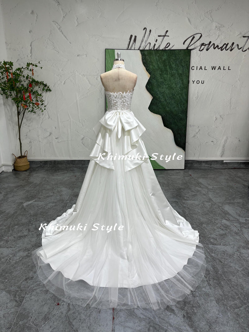 Strapless Lace Wedding Dress with Detachable Skirt