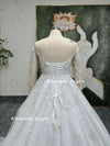 Ball Gown Sparkle Long Sleeve Lace Wedding Dress,Plus Size Wedding Dress
