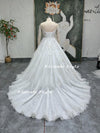 Ball Gown Sparkle Long Sleeve Lace Wedding Dress,Plus Size Wedding Dress