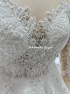 Ball Gown Sparkle Long Sleeve Lace Wedding Dress,Plus Size Wedding Dress