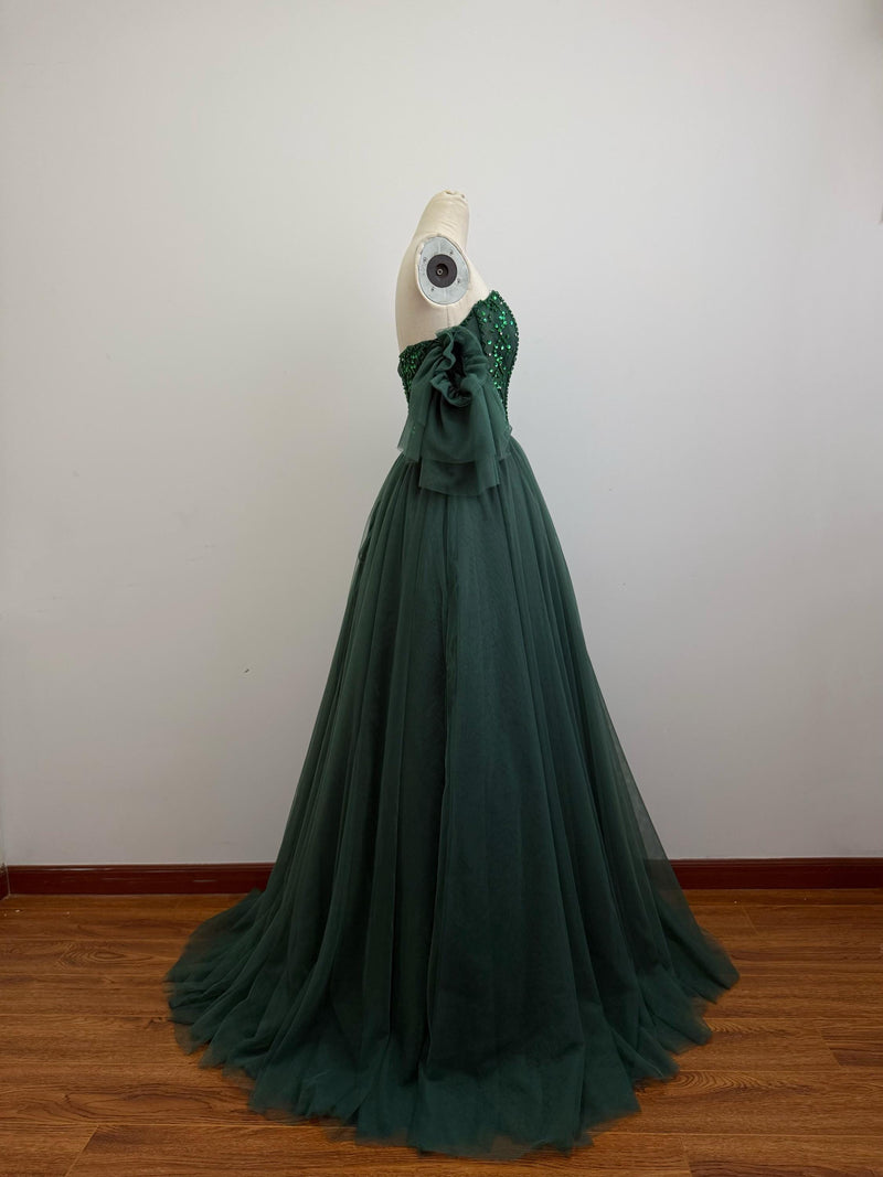 Ball Gown 90S Green Prom Dress,Vintage Green Prom Dress
