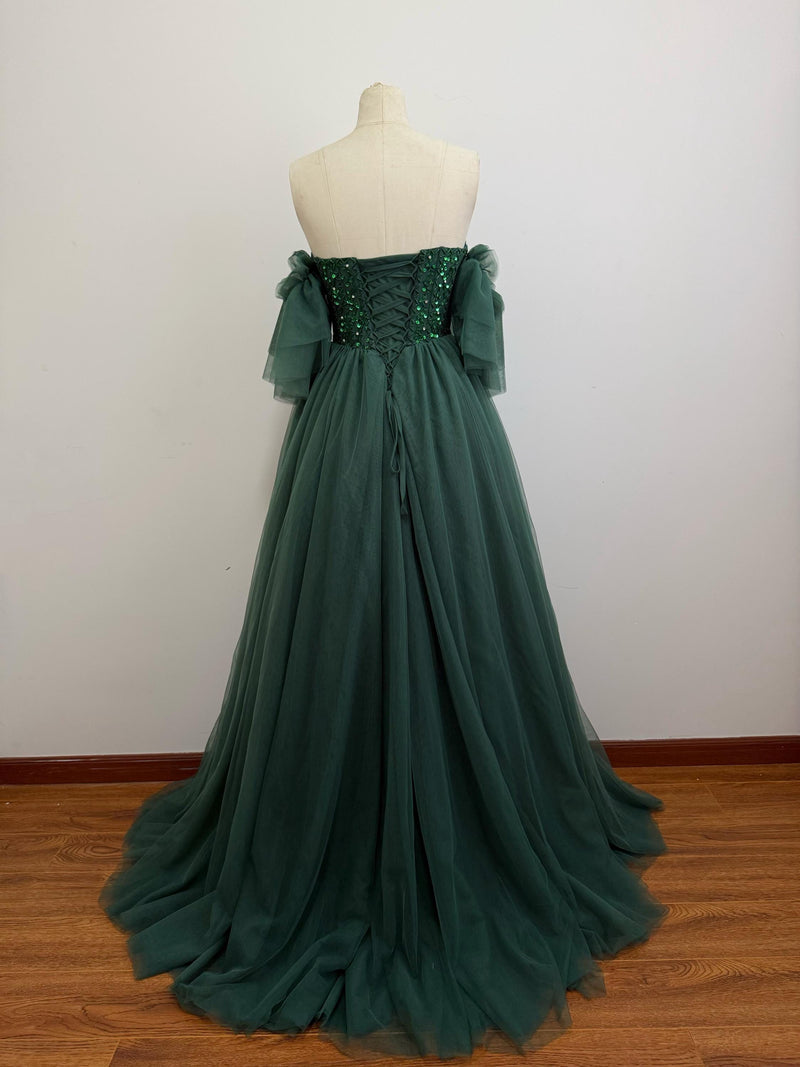 Ball Gown 90S Green Prom Dress,Vintage Green Prom Dress