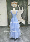 V Neckline Blue Prom Dress,Sparkle Party Dress