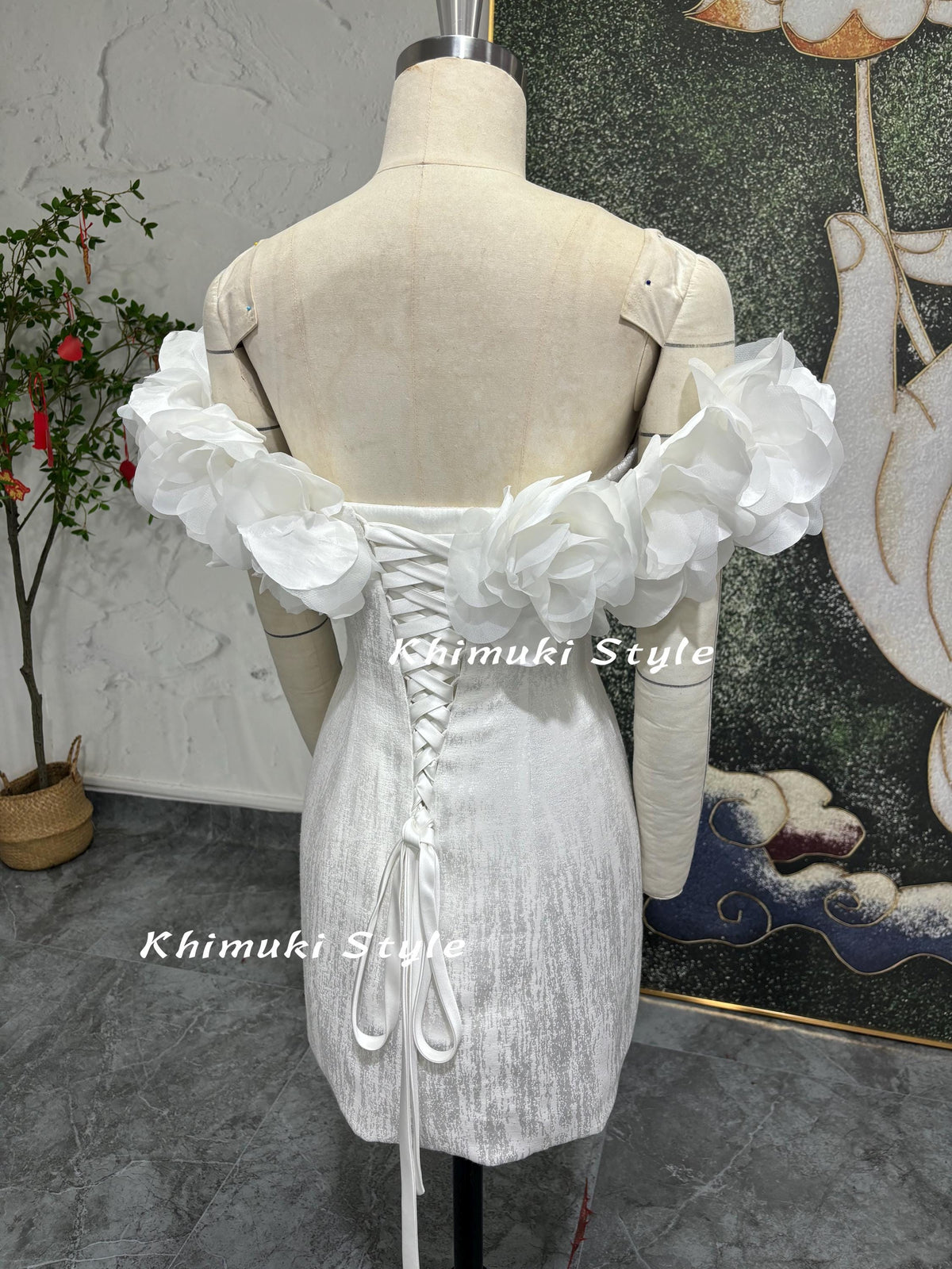 Sexy Short Wedding Dress,Straight Neckline Wedding Dress