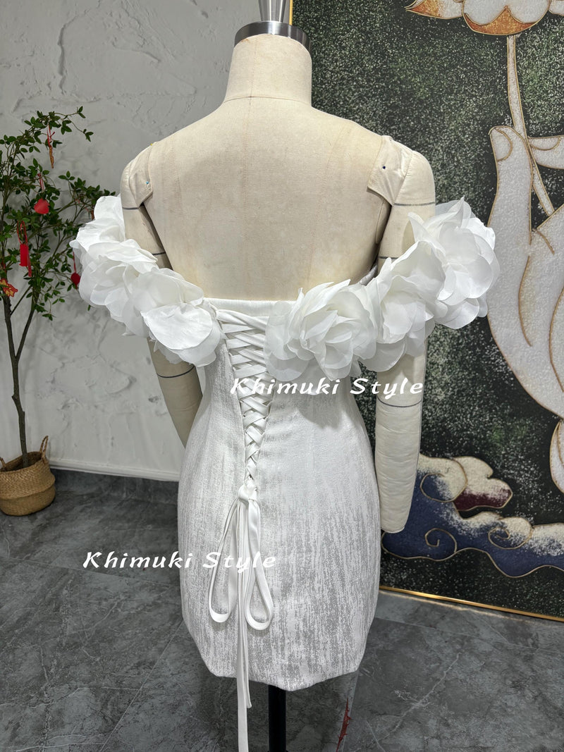 Sexy Short Wedding Dress,Straight Neckline Wedding Dress