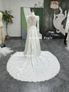 Vintage Lace Wedding Dress,Long Sleeve Wedding Dress with Detachable Skirt
