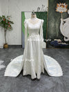 Vintage Lace Wedding Dress,Long Sleeve Wedding Dress with Detachable Skirt