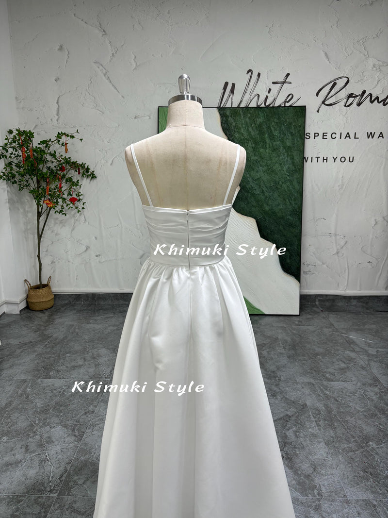 Simple Square Neckline Wedding Dress,Summer Wedding Dress